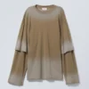 Oversized Double Dyed Longsleeve Top – Dark Beige Fade