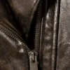 Oversized Faux Leather Biker Jacket – Dark Brown
