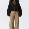 Oversized Fleece Zip Hoodie – Black