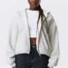 Oversized Fleece Zip Hoodie – Grey Melange