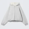 Oversized Fleece Zip Hoodie – Grey Melange