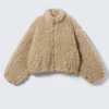 Oversized Fluffy Zip Jacket – Dusty Beige