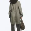 Oversized Funnel-Neck Canvas Parka – Khaki Green