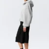 Oversized Funnel Neck Scuba Zip Hoodie – Grey Melange