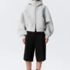 Oversized Funnel Neck Scuba Zip Hoodie – Grey Melange