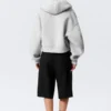 Oversized Funnel Neck Scuba Zip Hoodie – Grey Melange