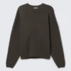 Oversized Graphic Knitted Cotton Sweater – Dark Mole – Back Print