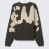 Oversized Graphic Knitted Cotton Sweater – Dark Mole – Back Print