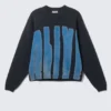 Oversized Graphic Knitted Cotton Sweater – Navy Blue – Alive