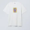 Oversized Graphic Printed T-Shirt – Hypno Purple Monster White