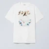 Oversized Graphic Printed T-Shirt – White – Blurry Dove