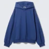 Oversized Heavy Cotton Fleece Hoodie – Dark Blue
