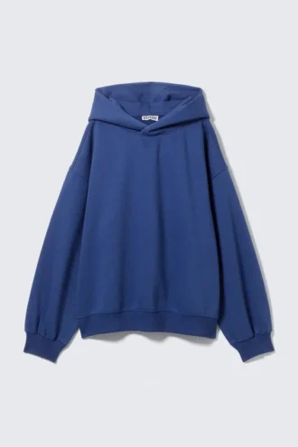 Oversized Heavy Cotton Fleece Hoodie – Dark Blue