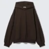 Oversized Heavy Cotton Fleece Hoodie – Dark Brown