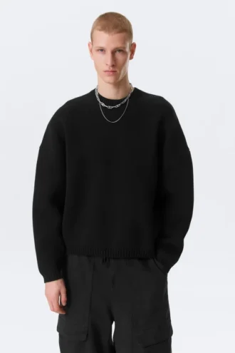 Oversized Heavyweight Cotton Sweater – Black