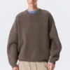 Oversized Heavyweight Cotton Sweater – Brown Melange