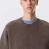Oversized Heavyweight Cotton Sweater – Brown Melange