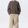 Oversized Heavyweight Cotton Sweater – Brown Melange
