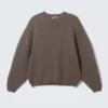 Oversized Heavyweight Cotton Sweater – Brown Melange