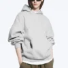 Oversized Heavyweight Hoodie – Light Grey Melange