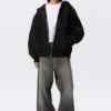 Oversized Heavyweight Zip Hoodie – Black