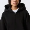 Oversized Heavyweight Zip Hoodie – Black