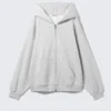 Oversized Heavyweight Zip Hoodie – Grey Melange