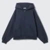 Oversized Heavyweight Zip Hoodie – Navy Blue