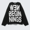 Oversized Jacquard Knitted Sweater – Black – New Beginnings