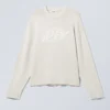 Oversized Knitted Graphic Sweater – Light Dusty Mole