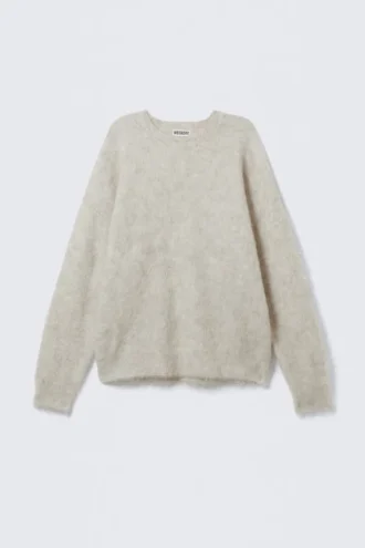 Oversized Knitted Mohair Blend Sweater – Beige