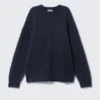 Oversized Knitted Mohair Blend Sweater – Dark Blue Melange