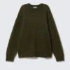 Oversized Knitted Mohair Blend Sweater – Dark Green