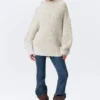Oversized Knitted Turtleneck Sweater – White – Multicoloured