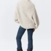 Oversized Knitted Turtleneck Sweater – White – Multicoloured