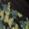 Oversized Knitted Wool-Blend Raglan Sweater – Black – Petrol/Yellow Pattern