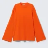Oversized Long Sleeve T-Shirt – Bright Orange