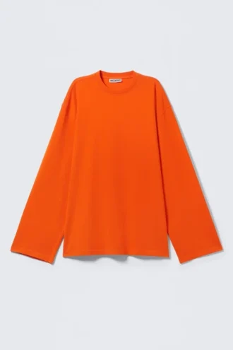 Oversized Long Sleeve T-Shirt – Bright Orange