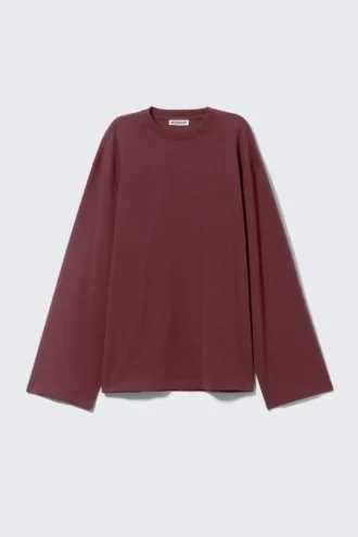 Oversized Long Sleeve T-Shirt – Burgundy
