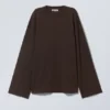 Oversized Long Sleeve T-Shirt – Dark Brown