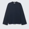 Oversized Long Sleeve T-Shirt – Dark Navy Blue