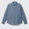 Oversized Long-Sleeved Denim Shirt – Blue