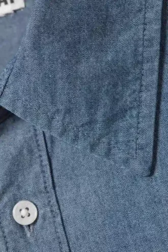 Oversized Long-Sleeved Denim Shirt – Blue