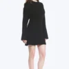 Oversized Long-Sleeved Mini Dress – Black