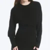 Oversized Long-Sleeved Mini Dress – Black