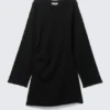 Oversized Long-Sleeved Mini Dress – Black
