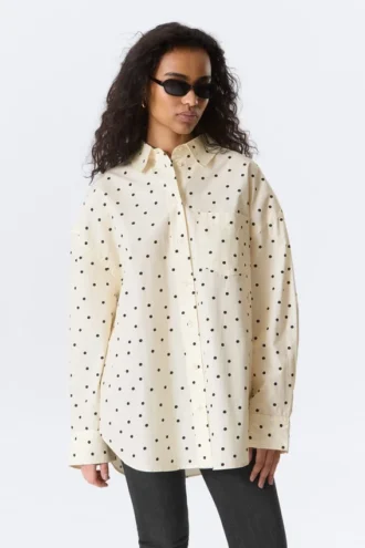 Oversized Long-Sleeved Shirt – Light Yellow – Dot
