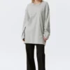 Oversized Long-Sleeved T-Shirt Dress – Grey Melange