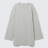 Oversized Long-Sleeved T-Shirt Dress – Grey Melange