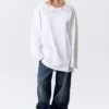 Oversized Long-Sleeved T-Shirt Dress – White